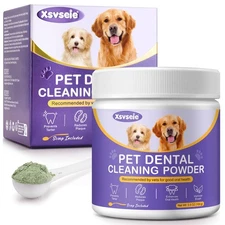Dog Teeth Cleaning Powder - Fresh Breath, Plaque & Tartar Remover, Dog Dental...