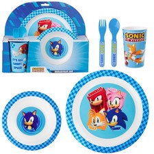 Sonic the Hedgehog Dinnerware Sets for Kids, 5 Pc Tableware, Plate, Bowl, Cup...