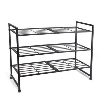Mainstays 3-Tier Gray & Silver Metal Shoe Rack for Shoe Storage, Holds up