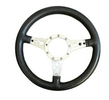 Moto-lita Vintage Steering Wheel 14 Inch Black Leather 3 Spoke Moto-lita Vintage Steering Wheel 14 Inch Black Leather 3 Spoke