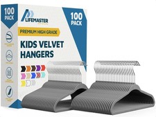 Gray Velvet Kids Hangers 100 Pack, 10.83" Non-Slip Baby  Toddler Hangers for...
