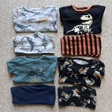 Carters Boys Size 3T Pajamas 4 Pairs 2 Dinosaur/2 Halloween Decent Condition