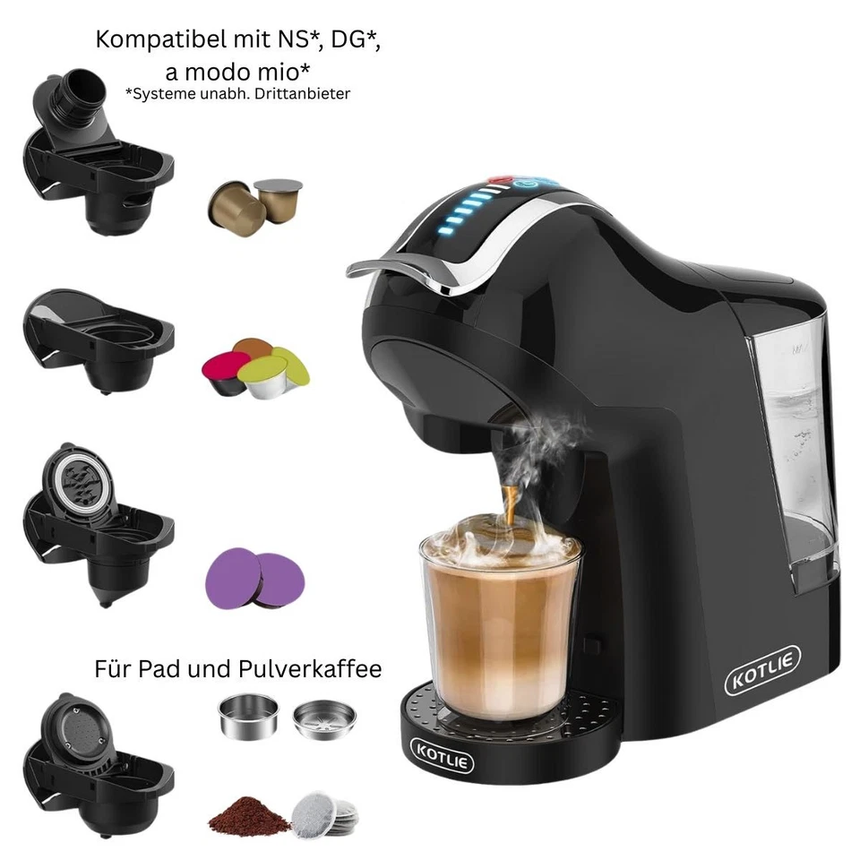 5in1 Kapselmaschine Padmaschine Kaffeemaschine Pulverkaffee Warm/Kalt 5 Adapter - Bild 2 von 4