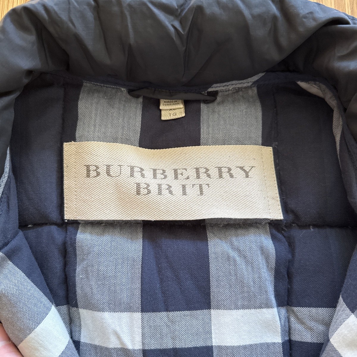 Burberry Brit Down Jacket Black Full Zip Puffer Plaid Lined | eBay Burberry Brit Down Jacket Black Full Zip Puffer Plaid Lined | eBay