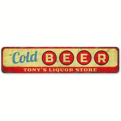 Cold Beer Tony s Liquor Store Vintage Metal Sign Retro Bar Man Cave Decor Gift