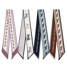 4 Pack Purse Scarf Handbags Skinny Twill Hair Scarves Narrow Neck Style 2-12