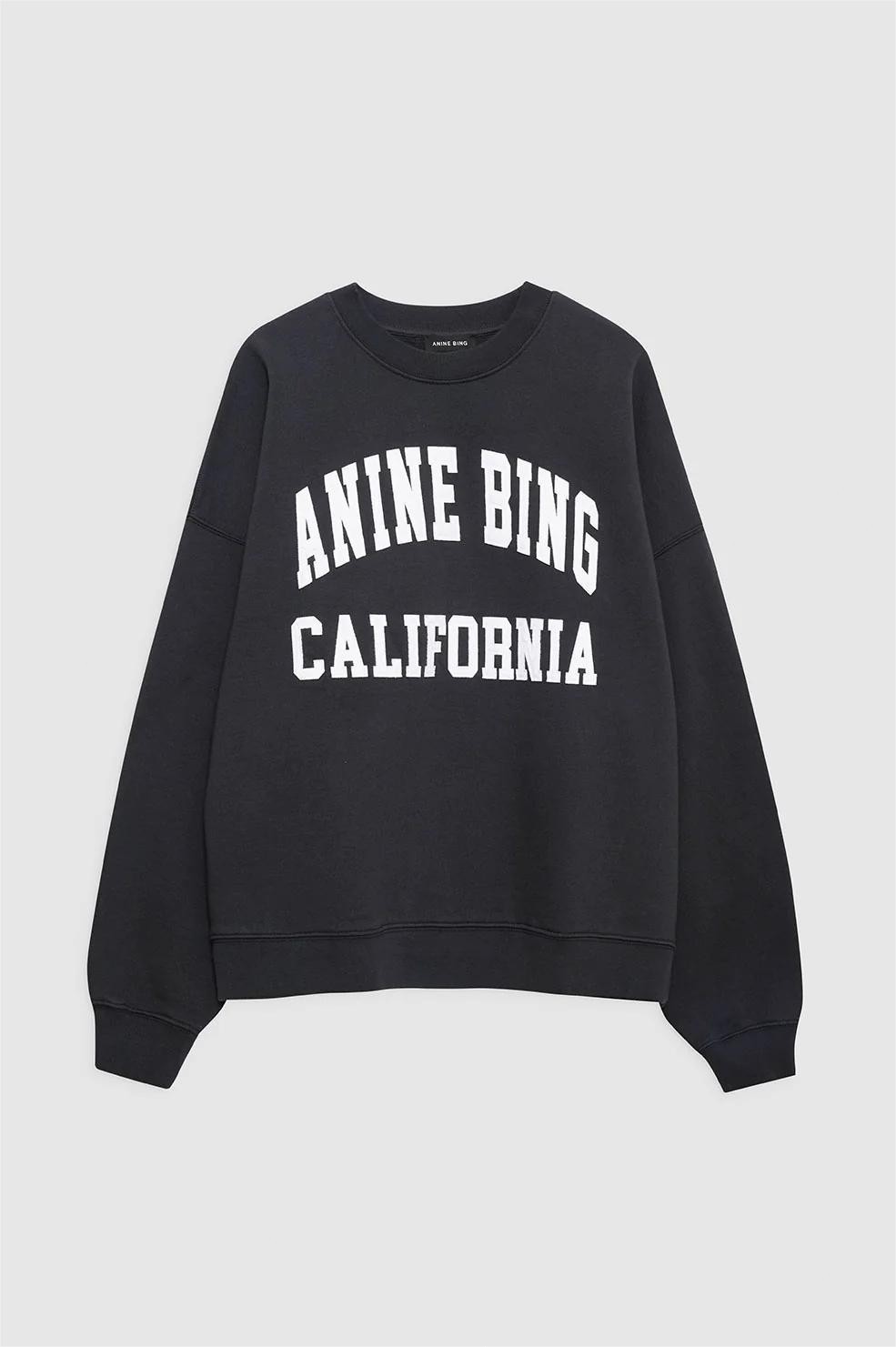 AUTHENTIC Women ANINE BING Print Letter Cotton Round Neck Hoodie Coat Jacket SML