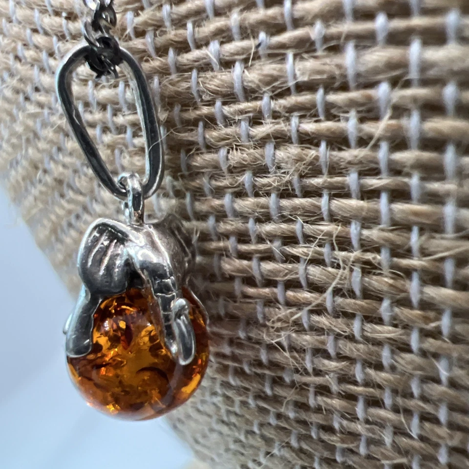 Балтийский янтарь и серебро Lucky слон подвеска и цепочка 925 ожерелье - Изображение 2 из 4