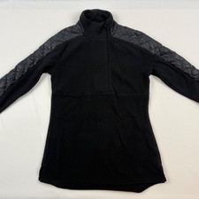 Athleta Womens Black Quilted Fleece Quarter Zip Pullover Mock Neck XXS 138481-00