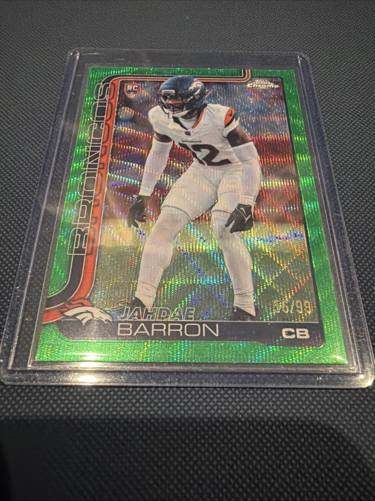 2025 Topps Chrome- Jahdae Barron- Green Wave Refractor /99 Jersey Match RC
