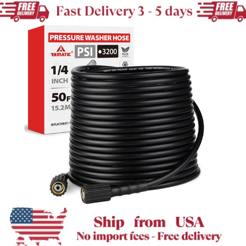 3100 PSI Pressure Washer Hose 1/4" X 50 Ft Briggs Stratton Craftsman 375 Generac