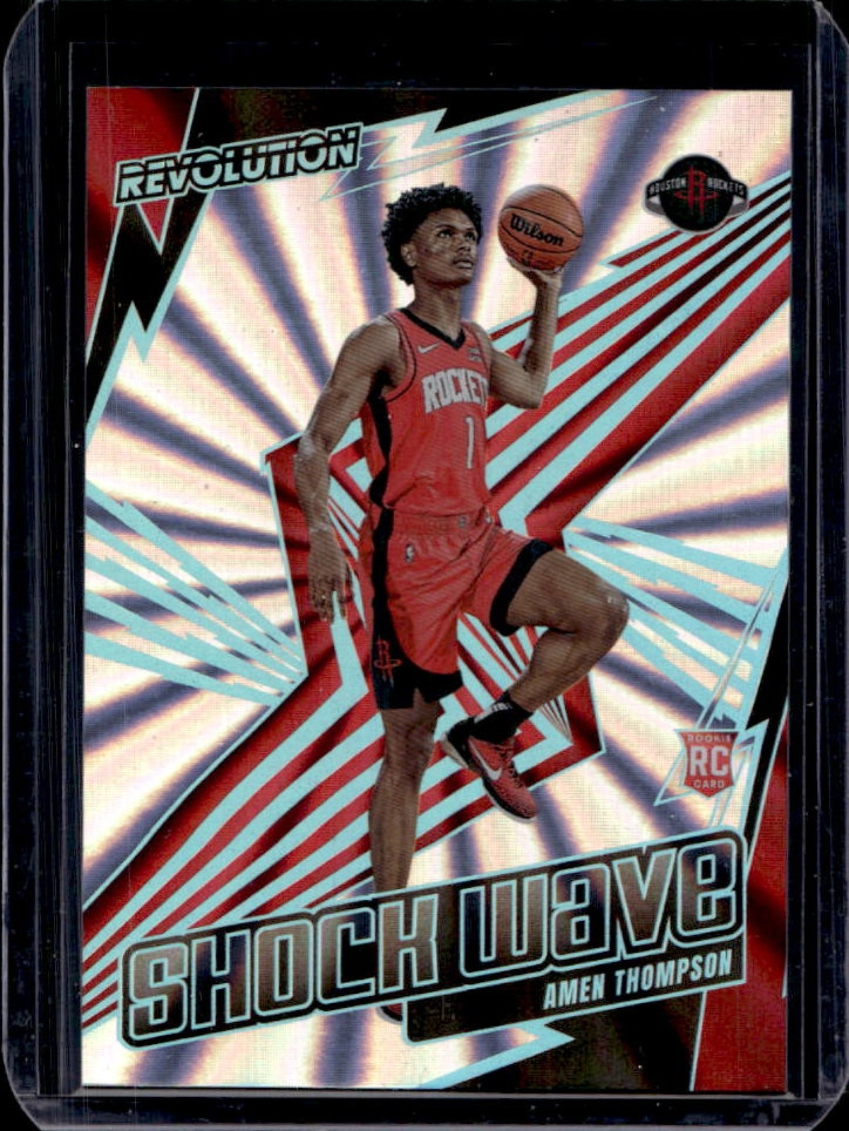 2023-24 Panini Revolution Amen Thompson Shock Wave RC Sunburst #/75 Rockets