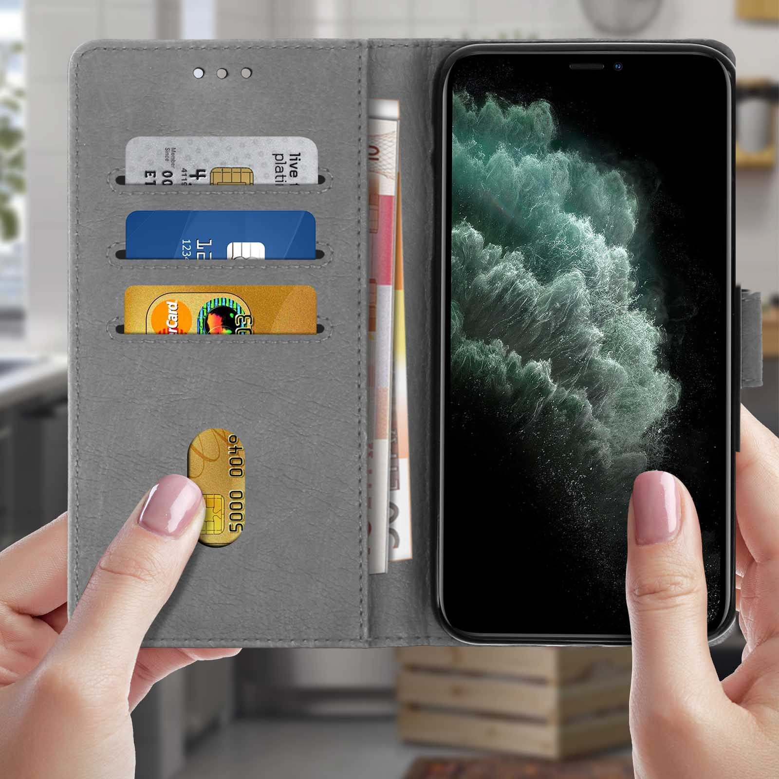 Étui portefeuille à rabat iPhone 11 Pro housse grise avec support - 3