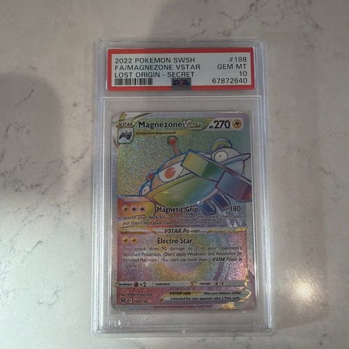 Pokémon SWSH Lost Origin Magnezone VStar Secret Rare Rainbow Rare 198/196 PSA 10