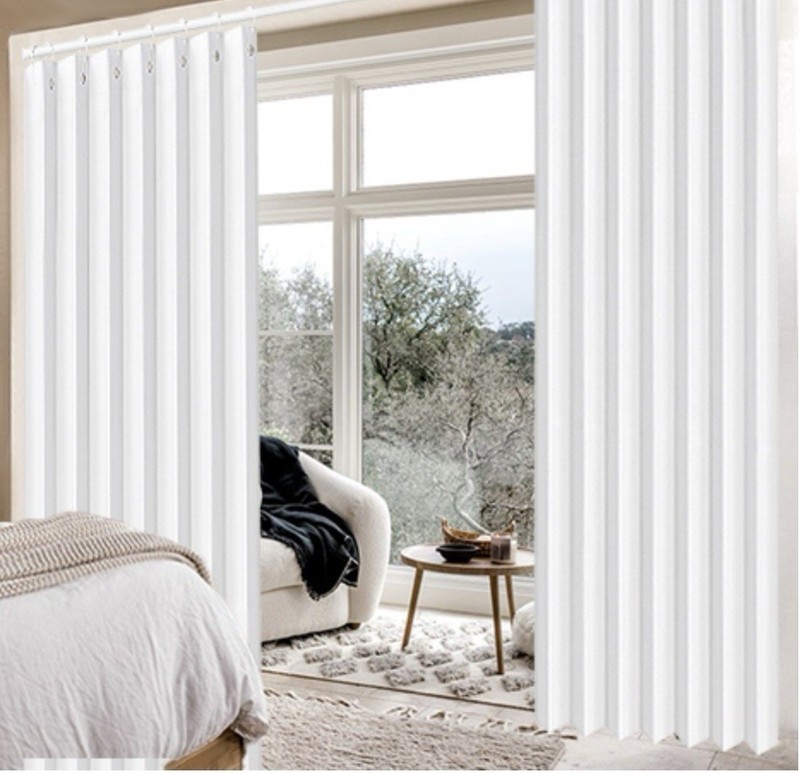 White Pinch Pleated Drapes Pair, 2