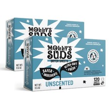 Molly's Suds Dryer Sheets Sensitive Skin Plant-Based 240Ct, Unscented, Static Re