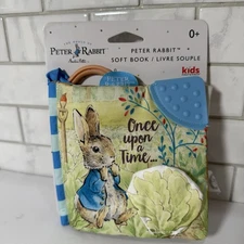 NEW Peter Rabbit Bunny Soft Baby Book 'Once Upon a Time' Crinkle Teether Clip On