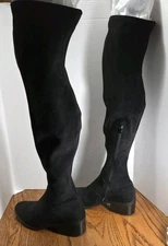 Steve Madden black faux suede thigh high block heel size 10