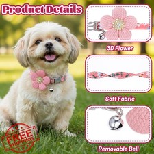 DOPENSPI 3PCS Small Dog Collar Flower Cute Puppy Collars Girls Cats