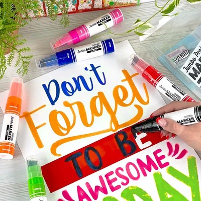 ArtSkills Jumbo Chisel-Tip Markers, 6-Pack, Assorted Neon & Classic Colors