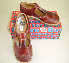 Vintage Buster Brown Leather Shoes New in Box  9 E