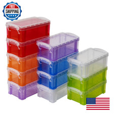 Testyu 12pcs Small Colorful Plastic Storage Containers w/ Lids 5x2.8x2in