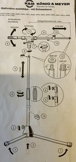 K&M 210/9 Mikrostativ Stativ Füße klappbar Stativrohr ausziehbarSchwenkarm(R5 A2