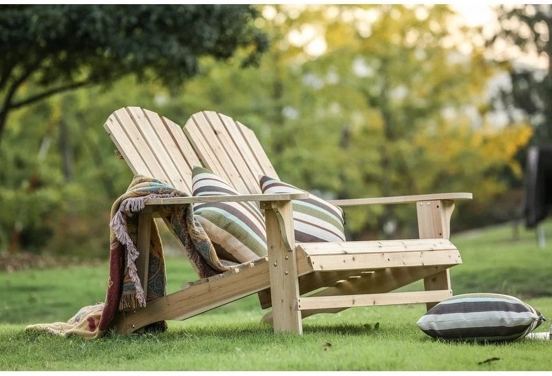 Traditional Country Wooden Double Adirondack Chair Indoor Outdoor Sofa Furniture
