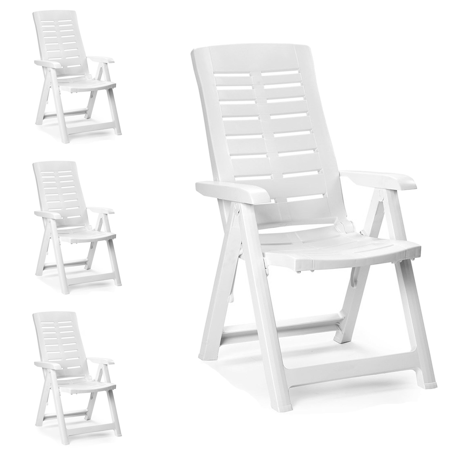 Klappstuhl Weiss Klappsessel 4 Positionsstuhl Stk Kunststoff