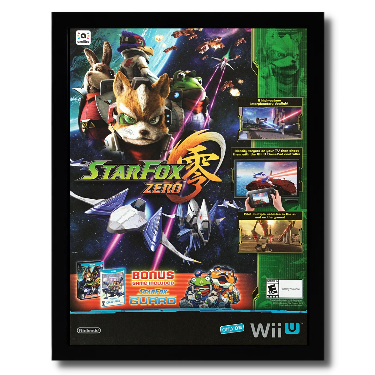 2016 Star Fox Zero Framed Print Ad/Poster Nintendo Wii U Authentic