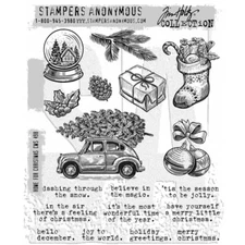 Tim Holtz Stampers Anonymous "HOME FOR CHRISTMAS" Stamp Set CMS498- 2024