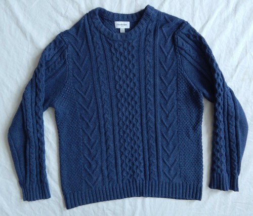 Blue Cotton Cable Knit Fisherman 