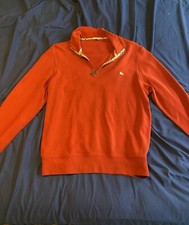 Burberry Quarter Zip Pullover Mens Size Large Nova Check Collared Red