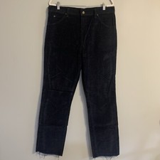 VINTAGE Lee Pants Men 38x34 Black Corduroy Regular Straight Made USA 90s READ