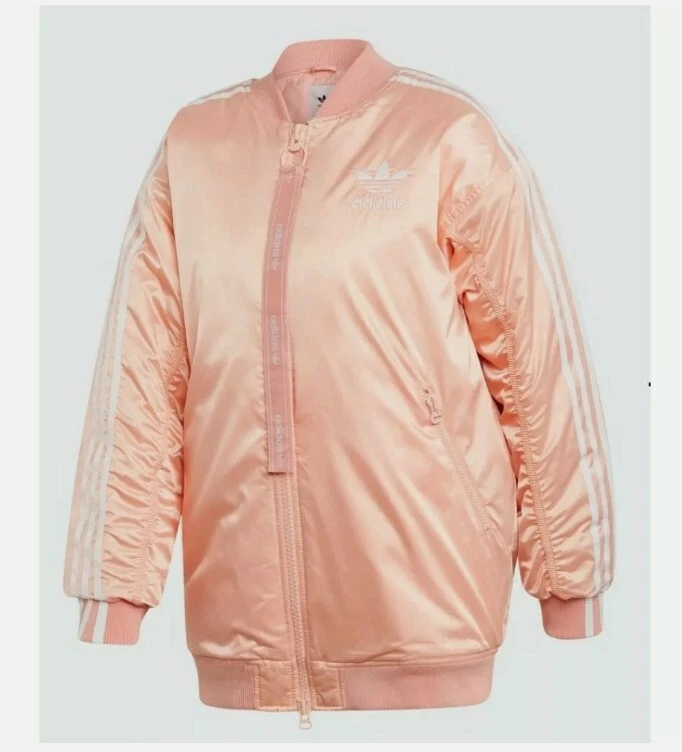 beskydning vinde opskrift New Adidas Originals Light Peach Cream Oversized Long Bomber Jacket Size  Small | eBay