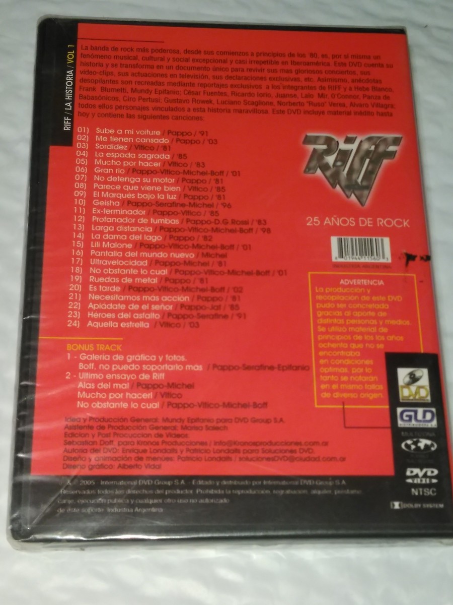 輸入DVD Riff LA HISTORIA 25 ANOS DE ROCK VOL 1  /00110 Riff – La Historia. 25 Años De Rock (Volumen 1) – DVD