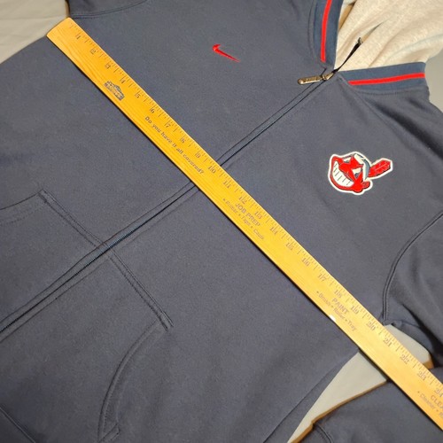 Giacca con cappuccio e zip Cleveland Indians Nike giovane XL blu navy capo Wahoo Guardian - Foto 12 di 12