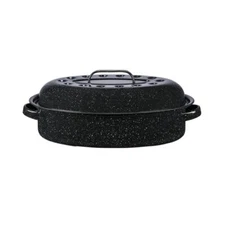 Granite Ware 15-Inch Covered Oval Roaster - Speckled Black
