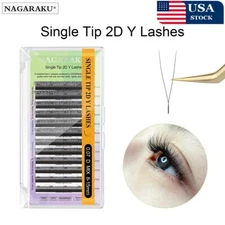 NAGARAKU Single Tip 2D Y Shapes Hand Woven Premium Soft Light Natural Eyelashes