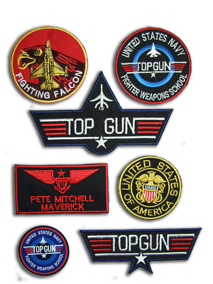 PETE MITCHELL Top Gun US PILOT FANCY DRESS Patches - Iron-On Patch Mega Set 