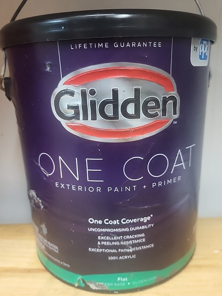 Glidden One Coat Exterior Paint + Primer Flat Ultra Deep Base 1 Gallon ...