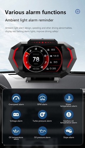 Car Head Up Speedometer OBD2 GPS Turbo RPM Alarm Temp Digital Display Accessory - Picture 14 of 23