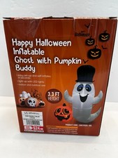 3 FT Inflatable Light Up Ghost Pumpkin Halloween Outdoor Decor LED Lights NEW