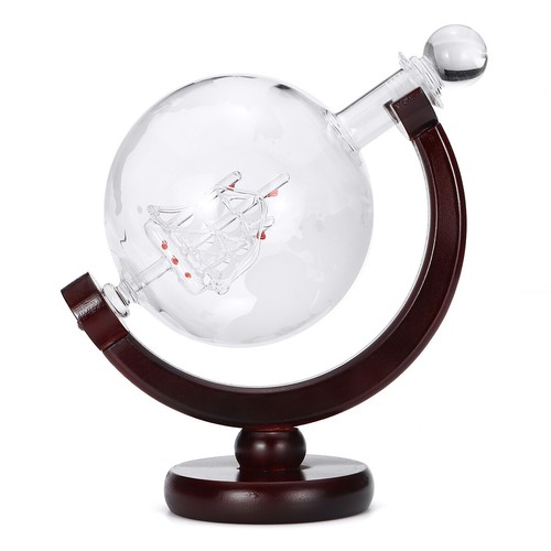 850ml Globe World Glass Crystal Whiskey Decanter Liquor Spirits Wine Bottle New - Picture 2 of 9