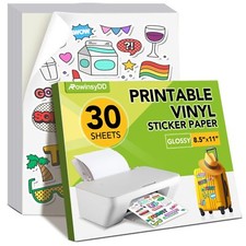Sticker Paper For Inkjet Printer 30 Sheets Vinyl Sticker Paper Matte Waterproof