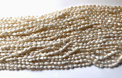 VINTAGE NATURAL WHITE FRESH WATER RICE PEARLS 16