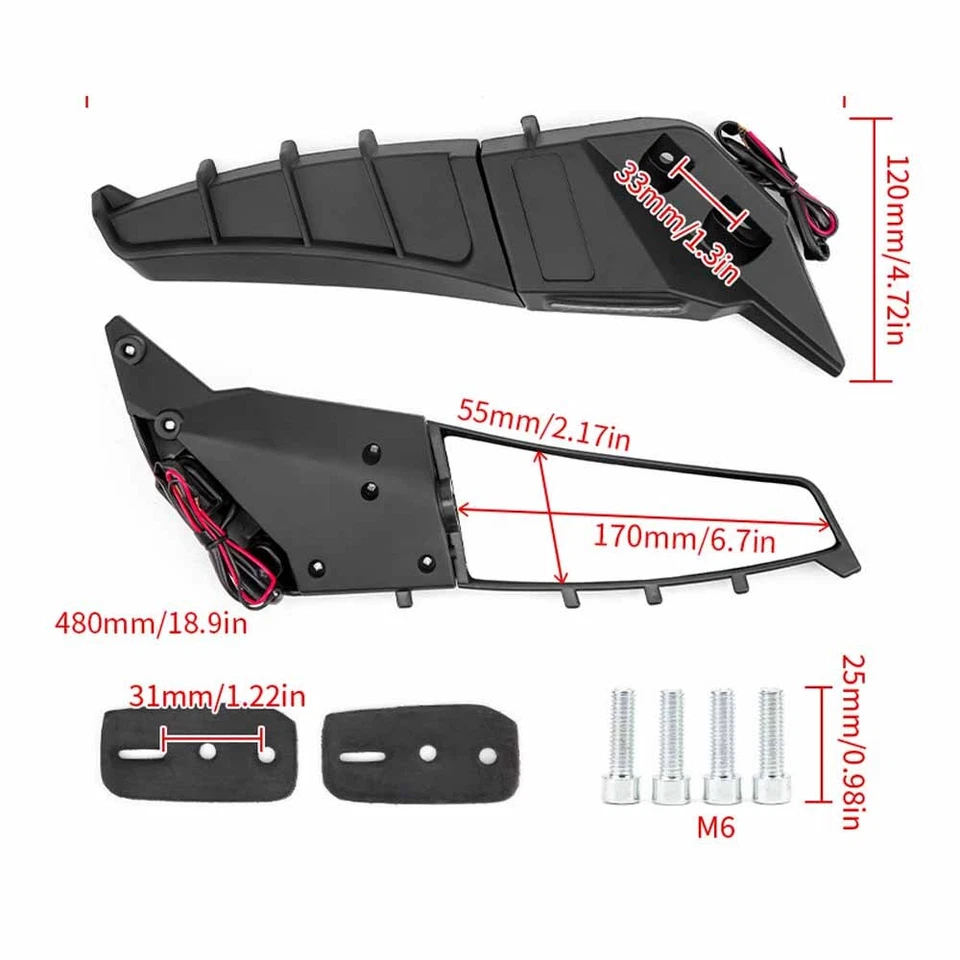 Adjustable Rearview Mirror Wind Wing w/LED FOR Honda CBR1000RR CBR600RR 2014 — 第 2/4 张图片