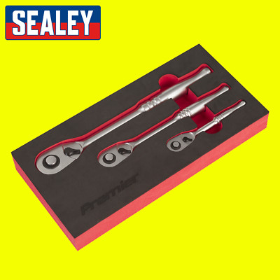 Sealey AK7933 3-teiliges Ratschenschlüssel-Set - Flip Reverse - Premier Platinum Serie