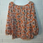 💫Jones New York orange Floral Blouse – Size M (fits 14)