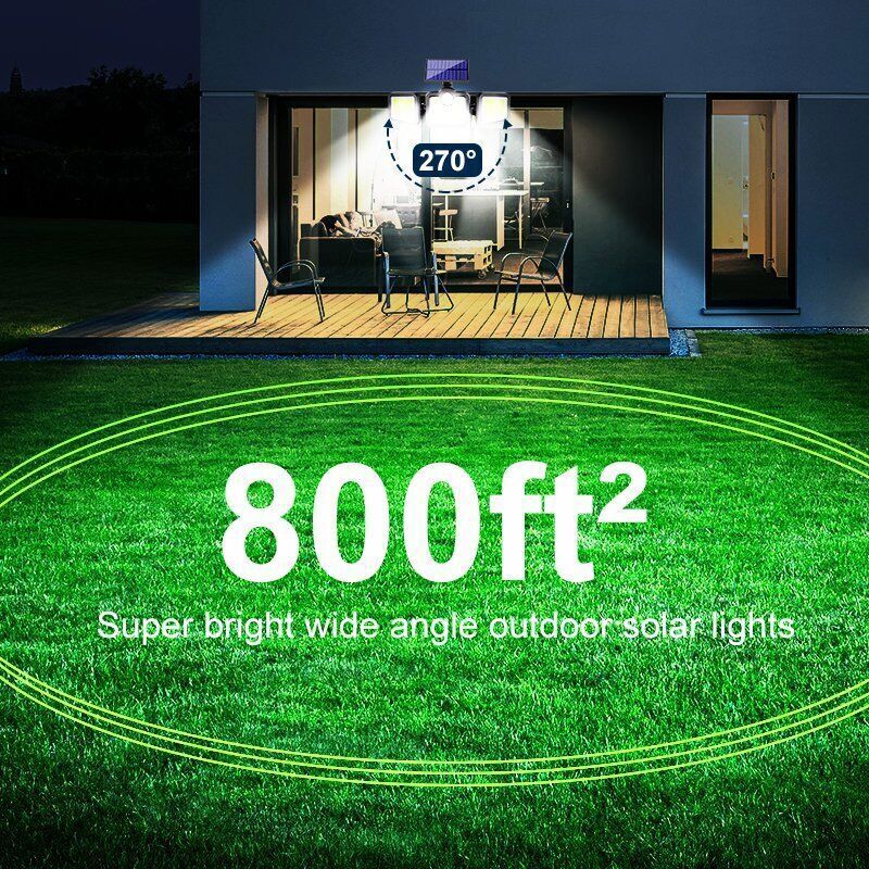 3 Head LED Solar Motion Sensor Light Outdoor Garden Wall Security Flood